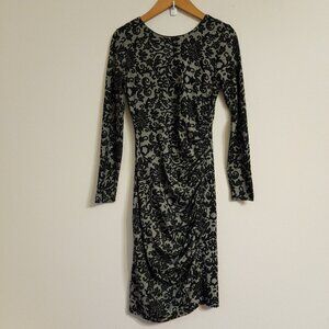 Ganni Women Sheath Textured Knee Length Dress Chinch Black Floral XS Classic Got